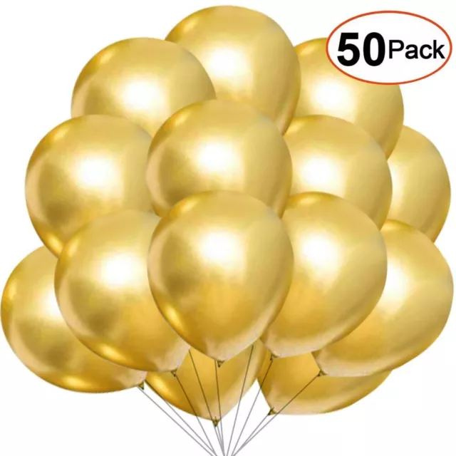 50 GLOBOS DORADOS Metalicos Para Decoraciones De Cumpleaños Fiestas y Bodas  Set £12.13 - PicClick UK