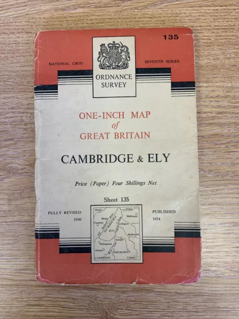 Cambridge & Ely No 135 1954 Seventh Series Ordnance Survey One Inch Map