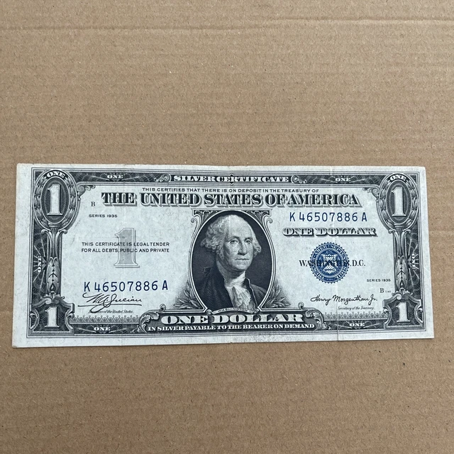 1935 $1 Silver Certificate Rare Double Date Note,Blue Seal