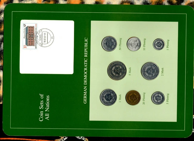 Coin sets of all nations East Germany 1979-1987 UNC 2,5 Mark 1981 1 Mark 1987