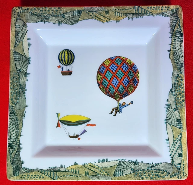 Rare Find ~ Rosenthal Classic Fornasetti Dekor Mongolfiere Square Plate ~Germany Rare Find ~ Rosenthal Classic Fornasetti Dekor Mongolfiere Square Plate ~Germany