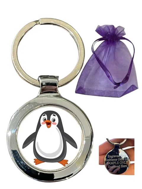 Penguin (A) Personalised Beta Keyring in Gift Bag