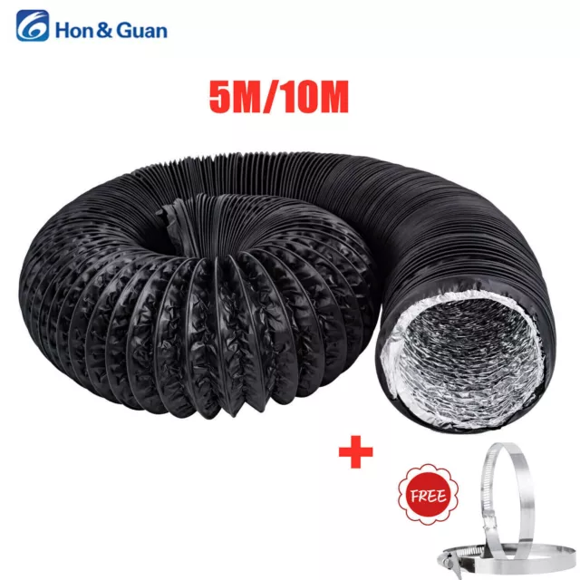 Hon&Guan 4/6/8 inch Aluminium Ducting Flexible Pipe Hose Exhaust Duct inline Fan