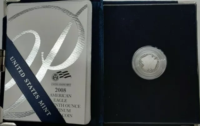 2008 $10 1/10 Oz American Platinum Eagle in U.S. Mint Box w/COA