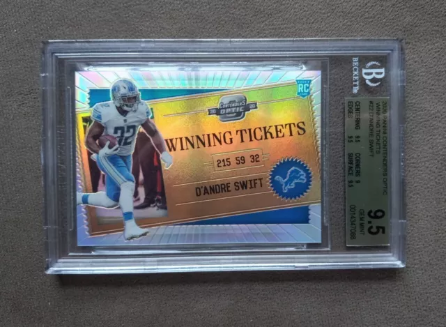 2020 Contenders Optic D'Andre Swift RC Winning Tickets Prizm BGS 9.5 GEM MINT