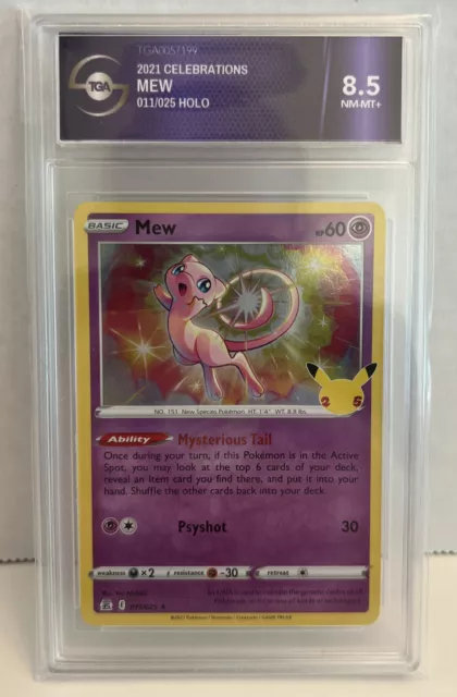 GRADED TGA 8.5 NM-MT+ Pokémon TCG Mew Celebrations 011/025 Holo Holo Rare