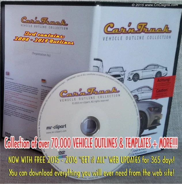 Car'n Truck Vehicle Outlines DVD with 1yr Online update sign design MR Clipart