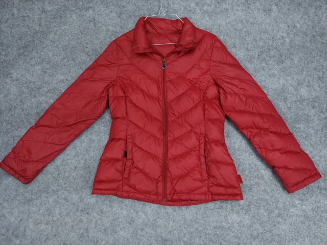 Red Premium Down Puffer Jacket Packable Quilted Calvin Klein Full Zip Womens S