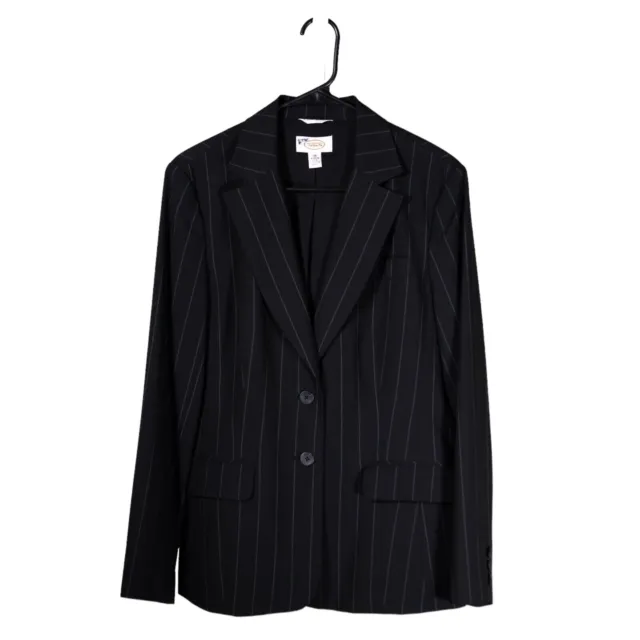 Talbot's Women's Blazer Jacket Black White Striped Stretch Lined Work Suit 10