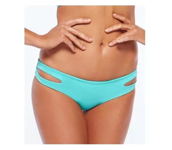 L Space Sensual Solids Estella Classic Swim Bikini Bottoms Blue Small New! $70