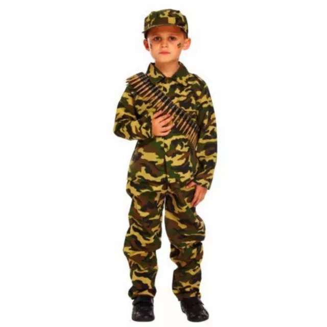 Kids ARMY SOLDIER COSTUME FANCY DRESS Child Boys Book Week Camo Outfit Party UK