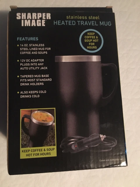 Sharper Image Stainless Steel Heated Travel Mug 14OZ. W/ 12V DC Adapter Plug 2