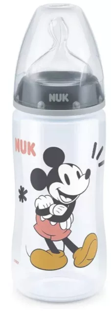 NUK Disney First Choice+ Baby Bottle | 6-18 Months | Temperature Control | Anti-