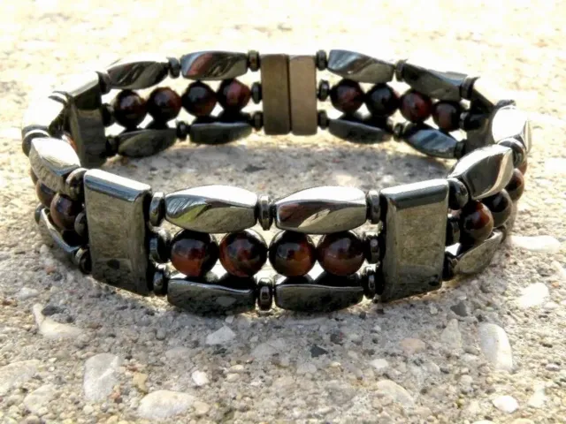 Mens Womans Magnetic Red Tiger Eye Hematite Bracelet Anklet Necklace 3 row