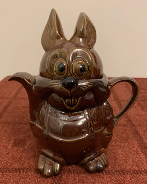 Vintage Price Kensington Brown Glazed Bunny / Rabbit Teapot