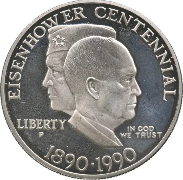 SILVER 1990-P Eisenhower Centennial Commemorative US $1 90% Collectible *654
