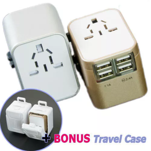 Universal Travel Adapter USB Wall AC Power for AU EU USA UK ASIA 4 USB Plug