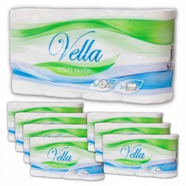 128 Rollen Vella Toilettenpapier 150 Blatt, Klopapier, WC-Papier 3 lagig Weiß