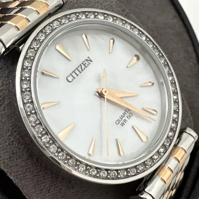 Citizen Womens Crystal Accent Two Tone Stainless Steel Bracelet Watch Er0216-67d 2