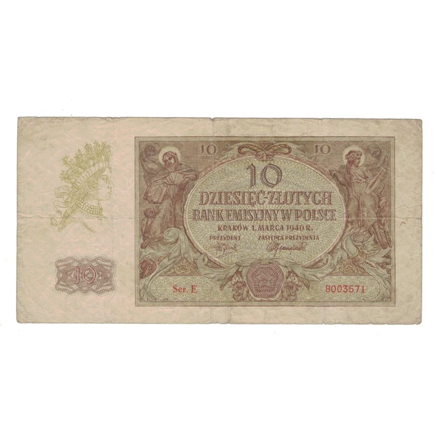 [#148394] Banknote, Poland, 10 Zlotych, 1940, 1940-03-01, KM:94, VF