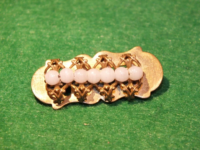 Broche Ancienne En Plaqué Or - Forme Goutte Avec Fleurs Et Perle - Vintage - Très Bon état
