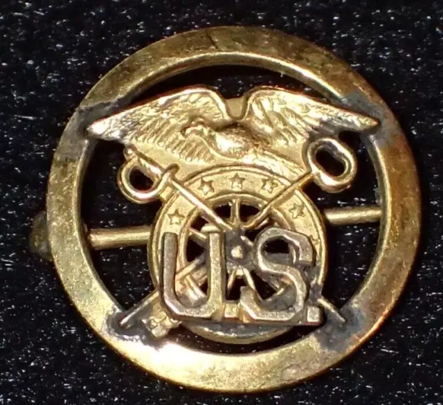 WWI US Army Quartermaster Corps Home Front Gold Colored Lapel Pin Back, Wartime