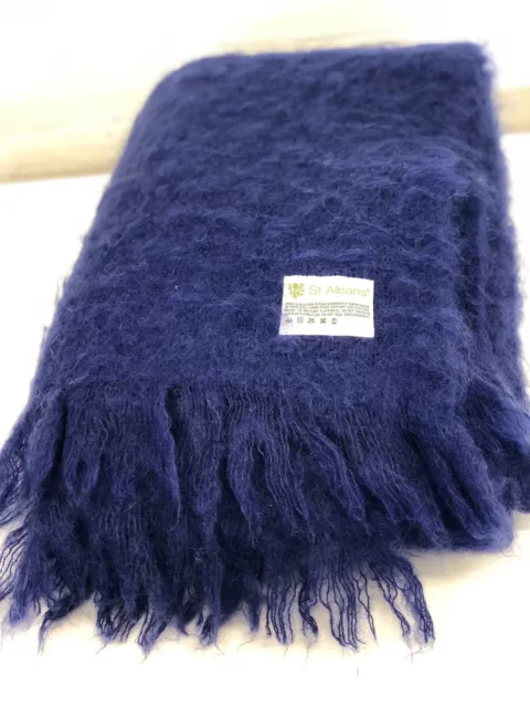 Vintage  St Albans Mohair Blanket/Throw / Blue / 51” x 70”