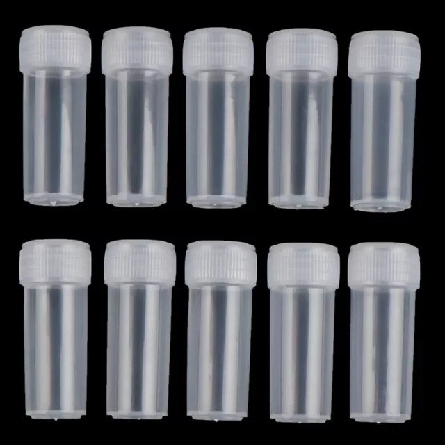 100Pcs 5ml Plastic Test Tubes Screw Cap Bottles For School Chemistry Suppl.FE