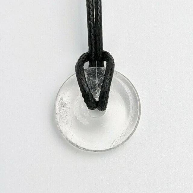 Collier Réglable Avec Pendentif Donuts En Quartz Cristal De Roche 2cm - Neuf Avec étiquettes