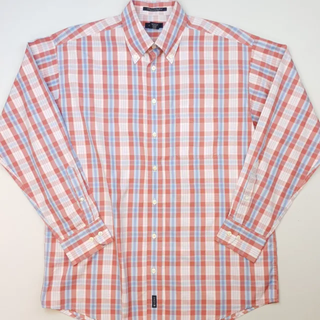 GANT Mens Tartan Oxford Shirt Plaid Large Regular Fit Red Blue Long Sleeve Check
