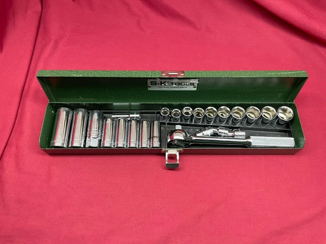 S-K Tools 22 Piece 6 Point 3/8" Drive Metric Socket Set, Deep And Short - St1088