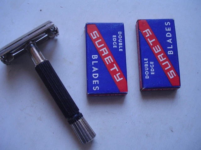 Vintage 1967 Gillette Super Speed TTO Double Edge Safety Razor, with blades,blk.