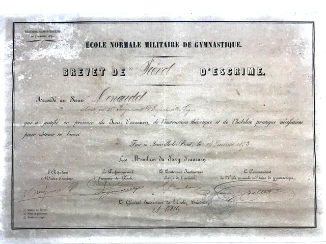 Brevet D'escrime Militaire PrévoT Toulouse 1884 - Document Original épée Fleuret Sabre