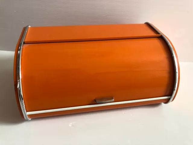 superbe Huche à pain orange cuisine vintage an  70 rétro pop