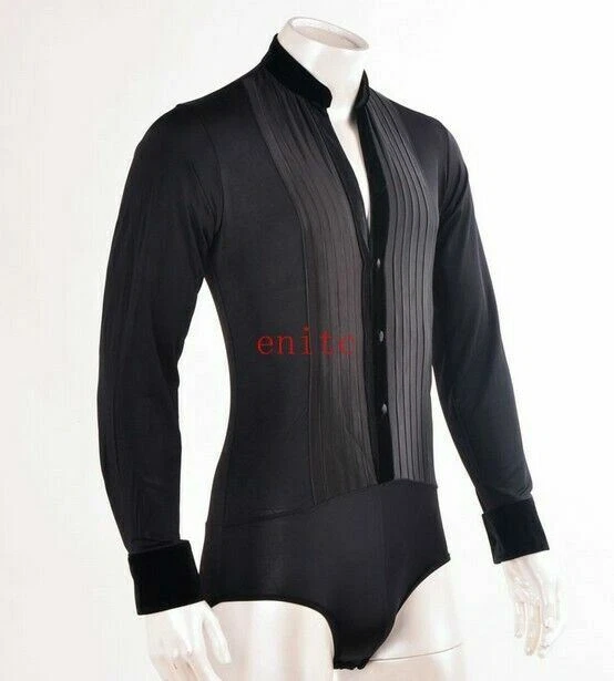Men's Dancewear Set Latin Ballroom Dance Costume Rhythm Salsa Shirt Top Jumpsuit