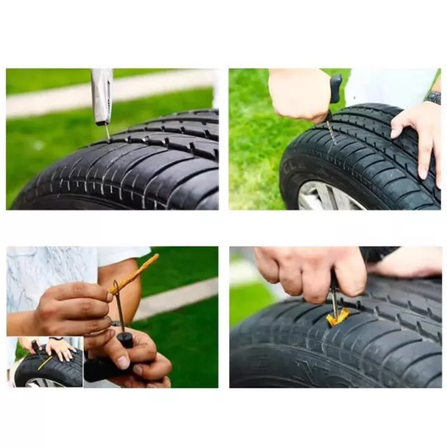 Car Bike Truck Tire Repair Kit Studding Tool Set Tyre Plug Patch Strip Glue T F1