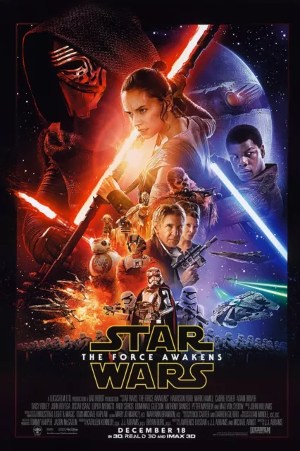 2015 Star Wars Episode VII The Force Awakens Movie Poster 11X17 Rey Kylo Ren 🍿