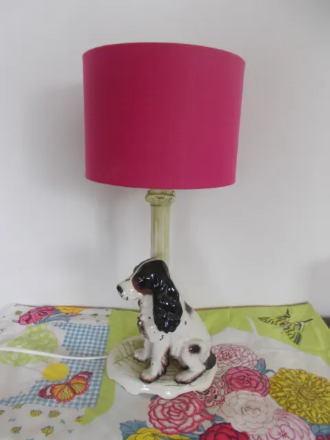 Vintage Mid-Century Italian Porcelain Spaniel Kitsch Retro Dog Lamp. Rewired