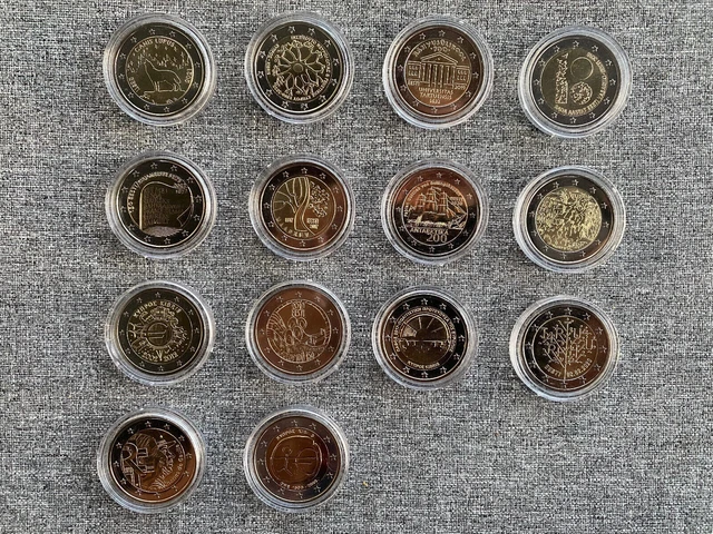 Lot 14 pièces 2 euros commemorative estonie france chypre neuve