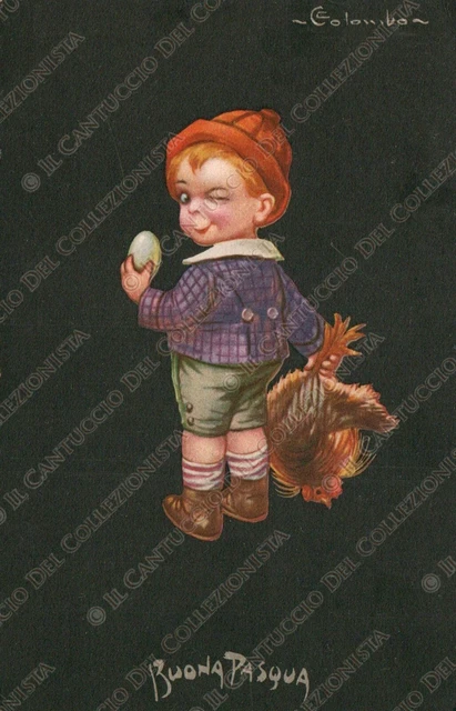 Buona Pasqua Bambino artista COLOMBO Cartolina augurale