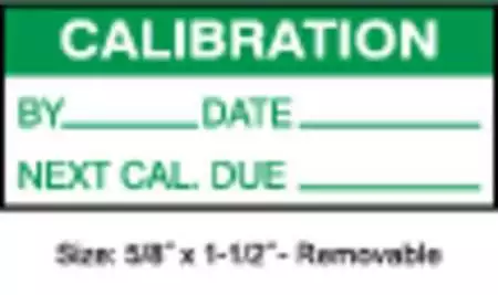 Stranco Tcr-22134 Calibration Label,Eng,Green/White,Pk350, Tcr-22134