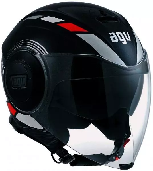 Helm Jet AGV Fluid Ausgleich Schwarz Grau Rot Größe L