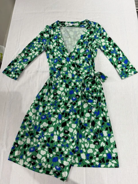 DIANE VON FURSTENBERG DVF Silk Wrap Dress Green Floral Print UK 6-8 3/4 Sleeve 23.58 - PicClick UK DIANE VON FURSTENBERG DVF Silk Wrap Dress Green Floral Print UK 6-8 3/4 Sleeve 23.58 - PicClick UK