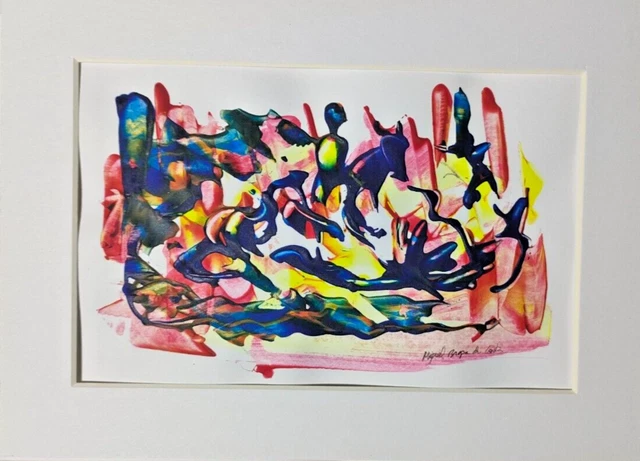 Original acrylic abstract painting. Acrylic on paper.