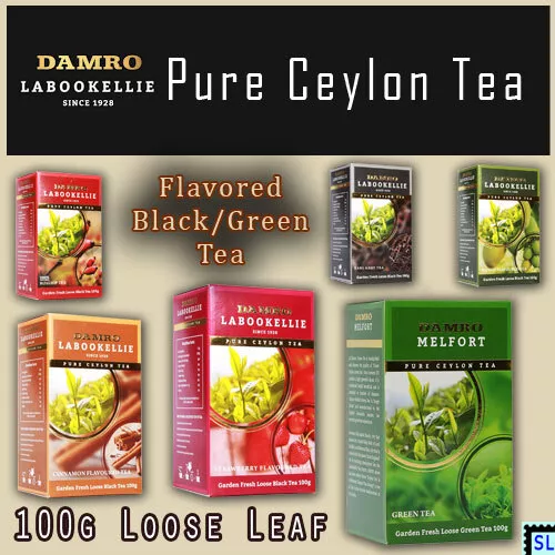 Sri Lanka Tea, Pure Ceylon, Damro Labookellie, Flavored, Green, 100g Loose Leaf