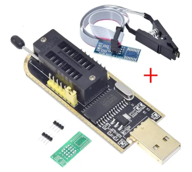 USB Programmeur CH341A  24/25 Serie Graveur BIOS Writer SPI Flash + SOIC8 SOP8