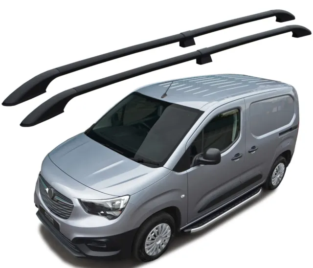 Black Aluminium Roof Bars Side Rails To Fit L2 Vauxhall / Opel Combo E (2019