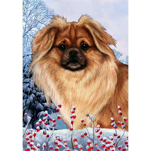Winter Garden Flag - Red Sable Tibetan Spaniel 154771