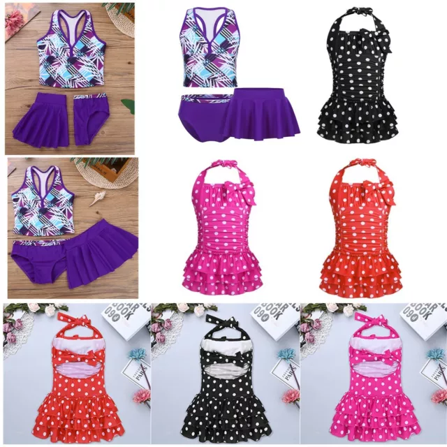 Girls Kids Halter Tankini Bikini Set Swimsuit Bathing Suit Beachwear Swimwear