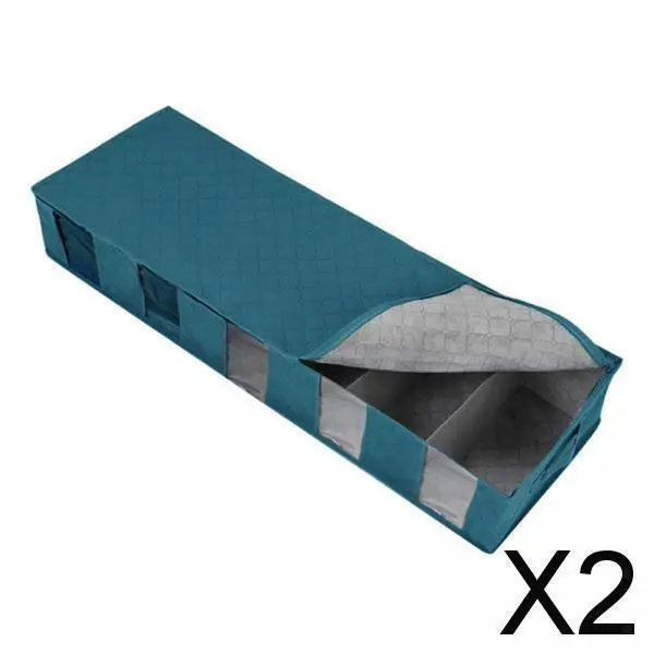 2X Contenitore Per Organizer Per Scarpe In Tessuto Non Tessuto Sotto Il Letto,